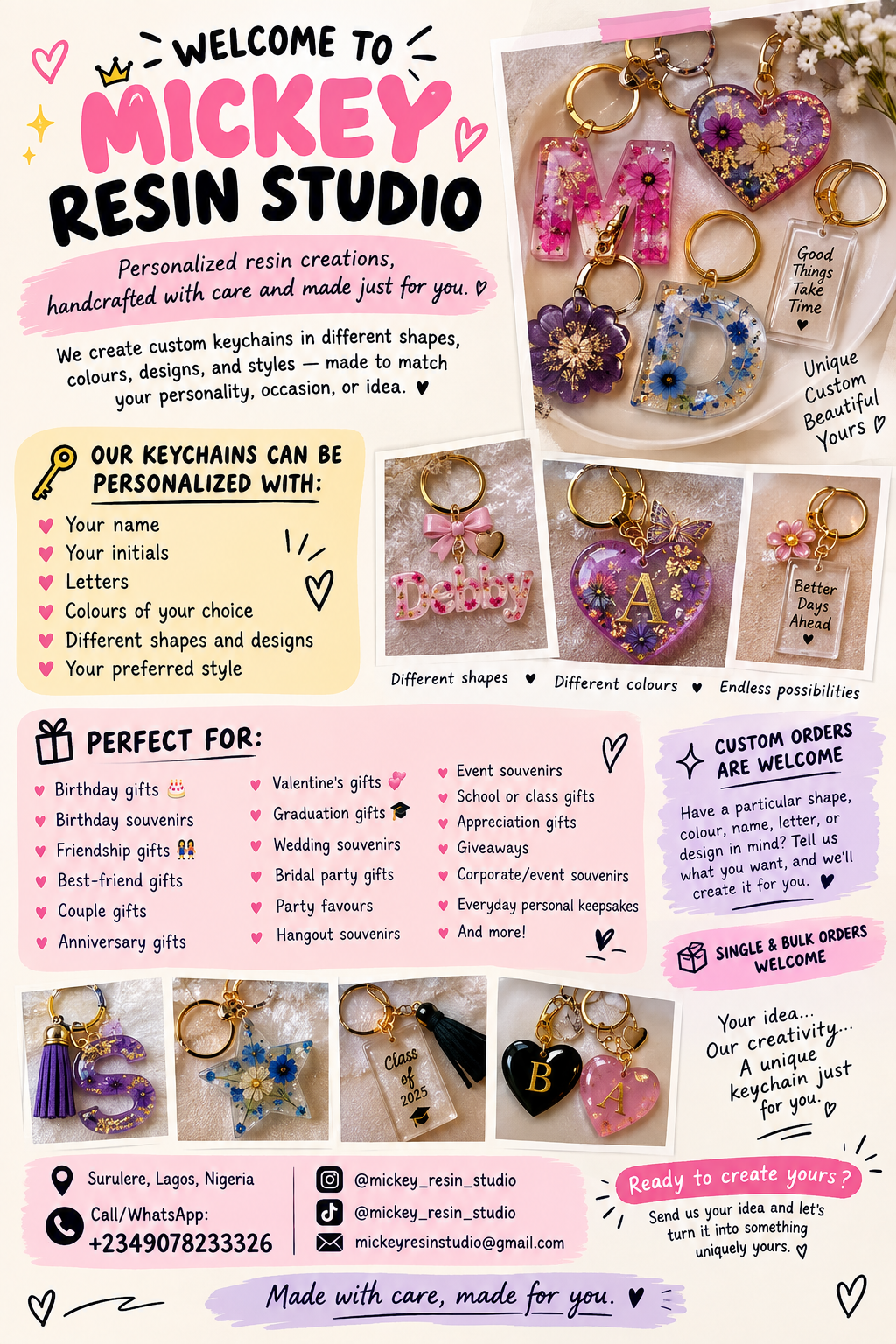 β¨ WELCOME TO MICKEY RESIN STUDIO π
Personalized resin creations, handcrafted with care and made j...