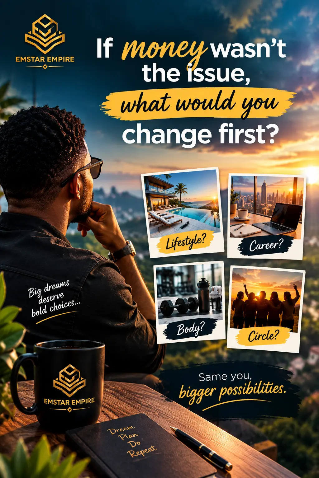 If money stopped being the excuse, what would you change first?
Your lifestyle? Your career? Your b...