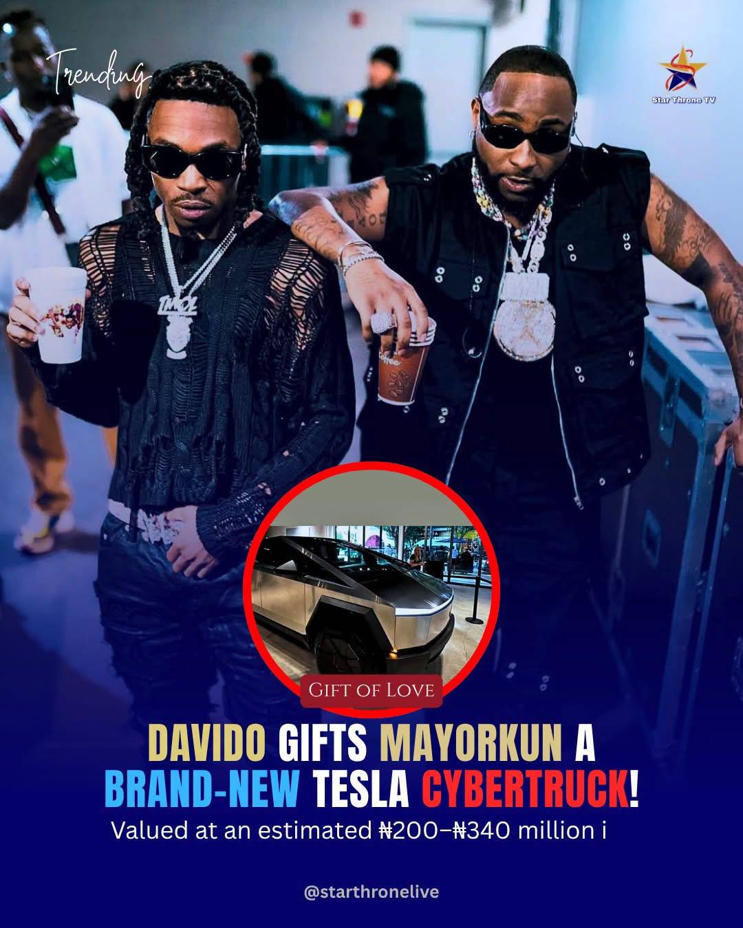 π¨π TRENDING: Davido Gifts Mayorkun a Brand-New Tesla Cybertruck! β‘π₯
Davido has surprised Mayork...