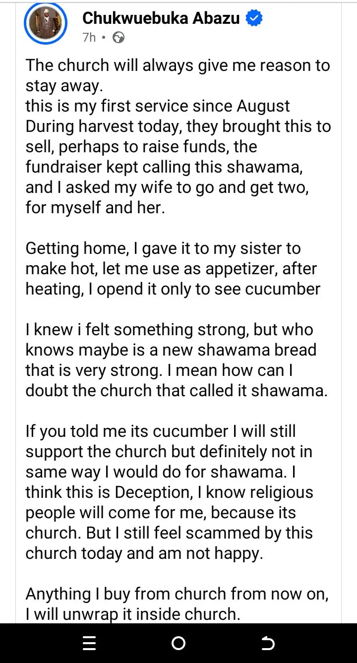 Omo, Shawarma scam in the church too🙆
Una good night oo..