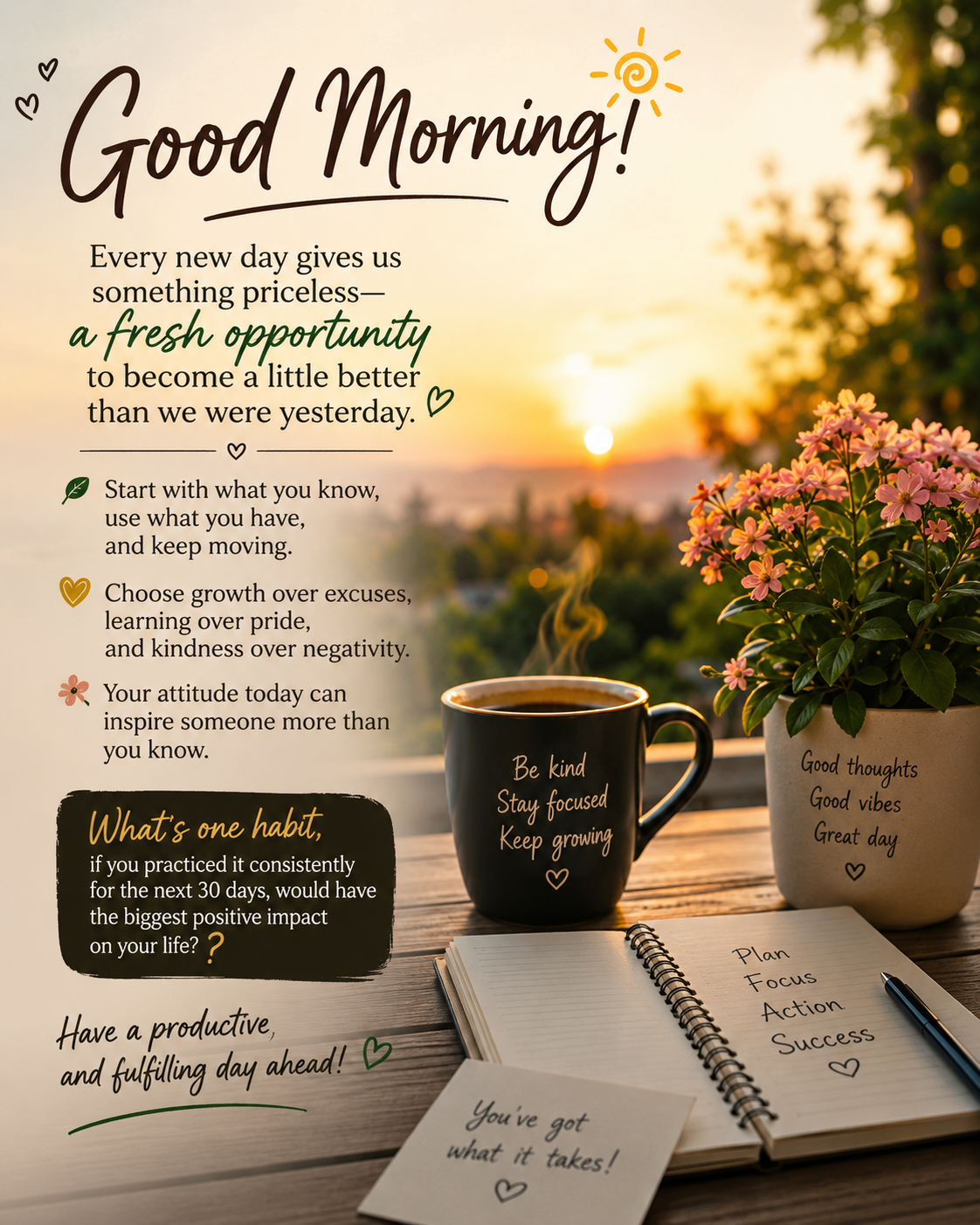 Every new day gives us something priceless; a fresh opportunity to become a little better than we we...