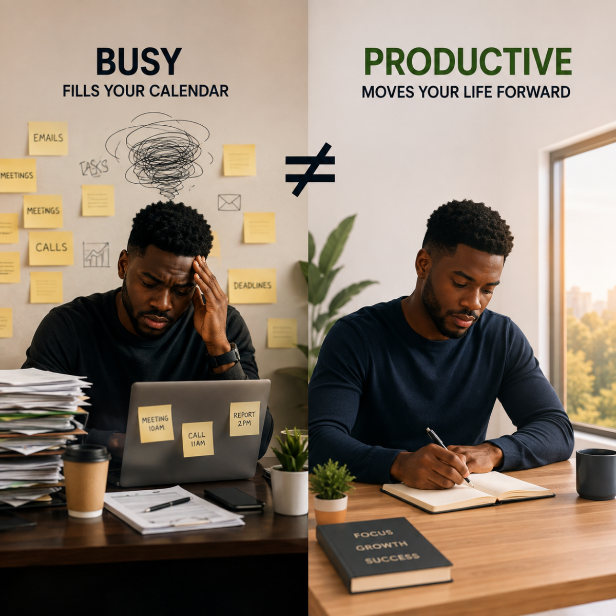 Busy is not the same as being productive.
A full schedule can make you feel accomplished, but activ...
