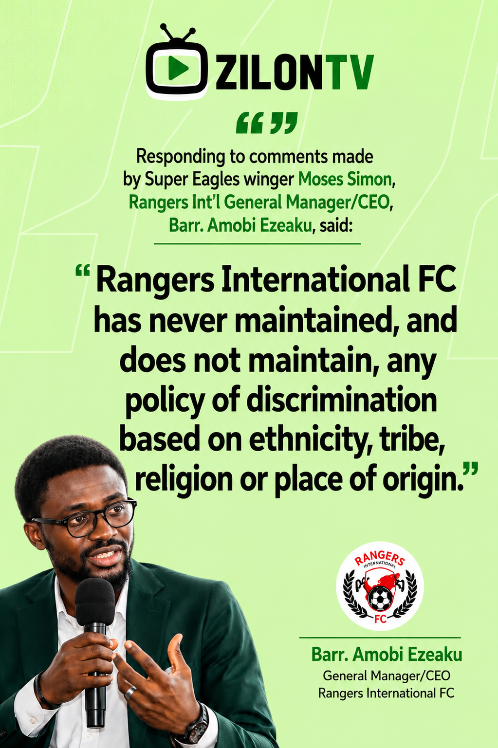 Here comes a response from Enough Rangers management, a reply to Simon Moses #football #facebookpost...
