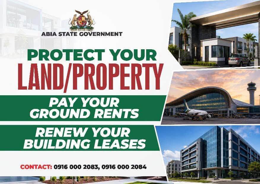 Gentle Reminder from the Ministry of Lands, Abia to Renew your Building Lease and Pay your Ground Re...