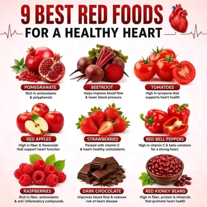📍RED FOODS TO IMPROVE HEART HEALTH ‼️