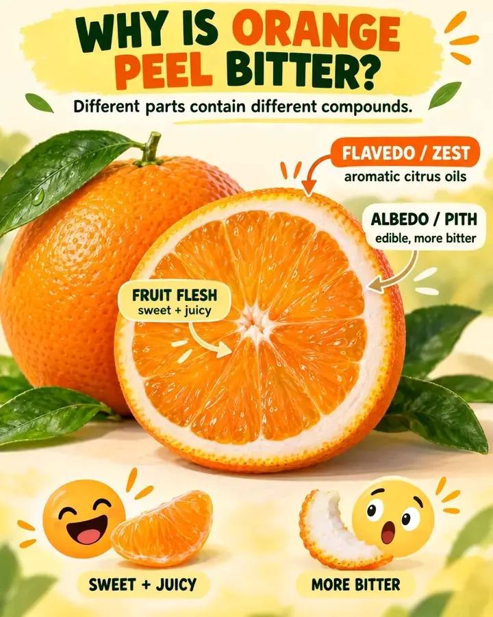 π WHY DOES ORANGE PEEL TASTE BITTER WHEN THE ORANGE IS SWEET?
Have you ever tasted orange peel and...