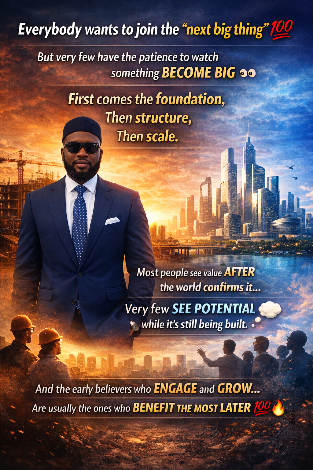Everybody wants to join and belong in the "next big thing", But very few people have the patience to...