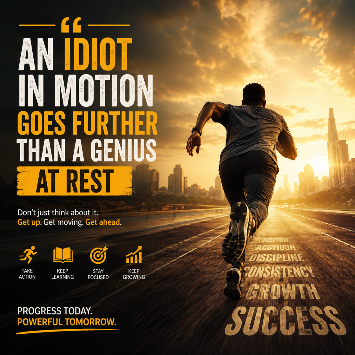 Good morning, champions! 

Here's a reminder to start your day with purpose:

"An idiot in motion go...