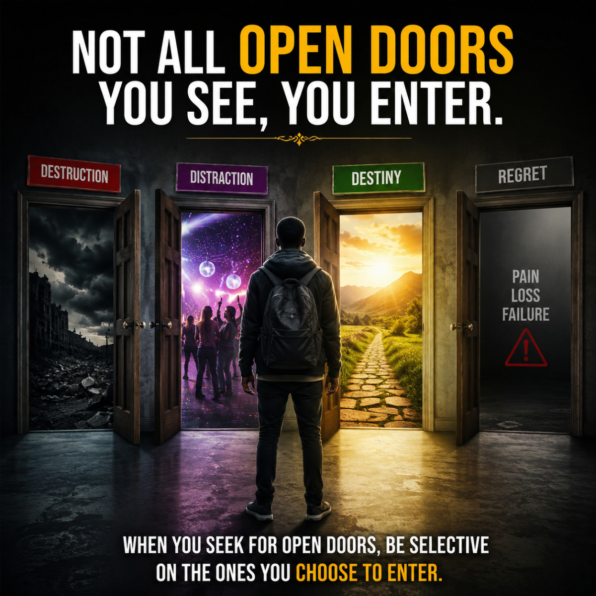 Not every open door is meant for you.

One of the biggest mistakes people make is believing that eve...