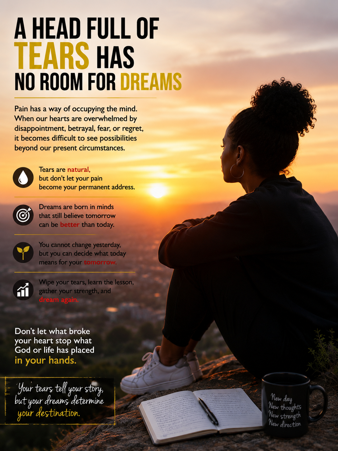 A Head Full of Tears Has No Room for Dreams.
This is my thought.
Pain has a way of occupying the mi...