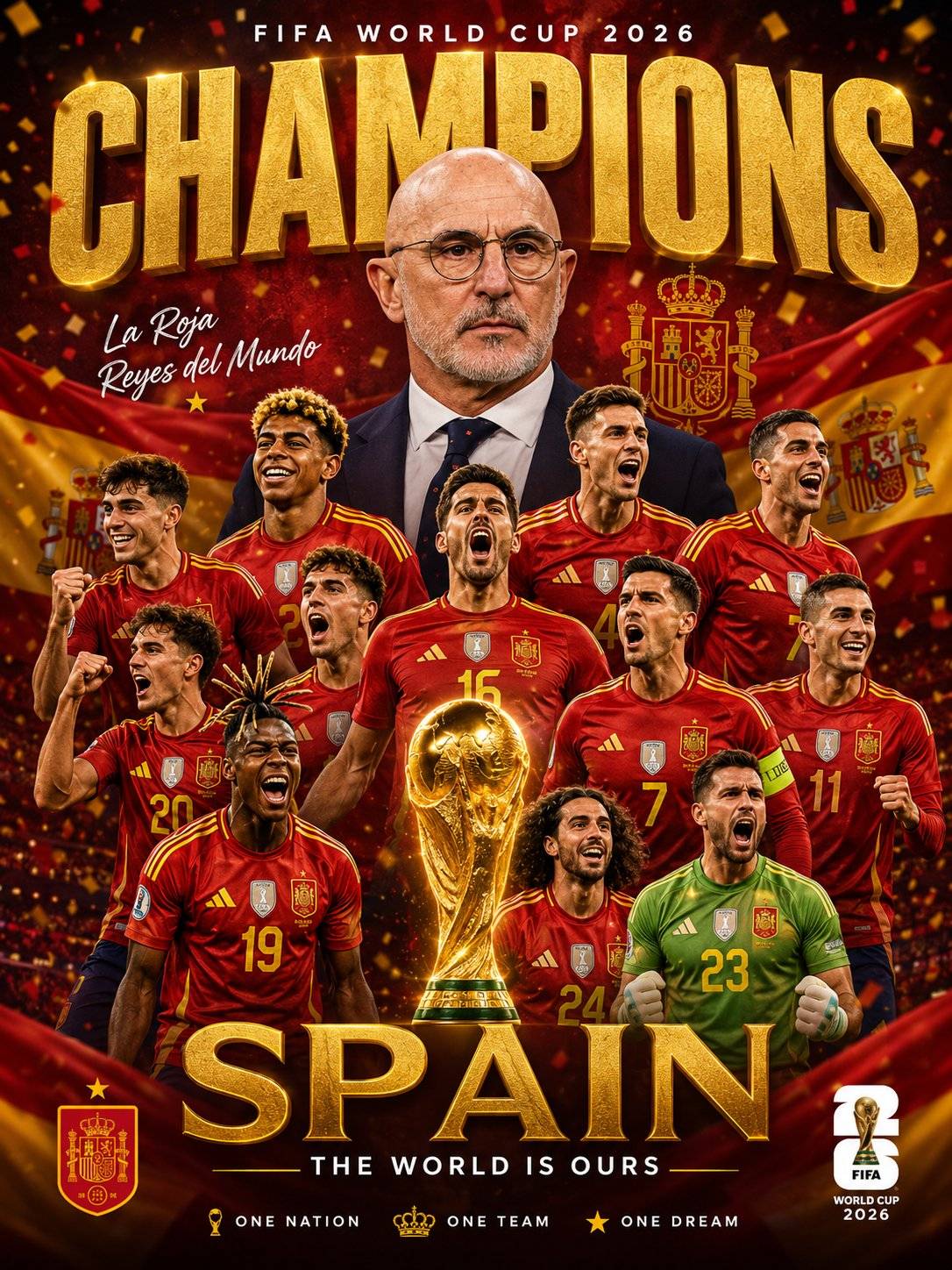 Congratulations to Spain.. the new CHAMPIONS OF THE WORLD.
History belongs to La Roja.
From fearl...
