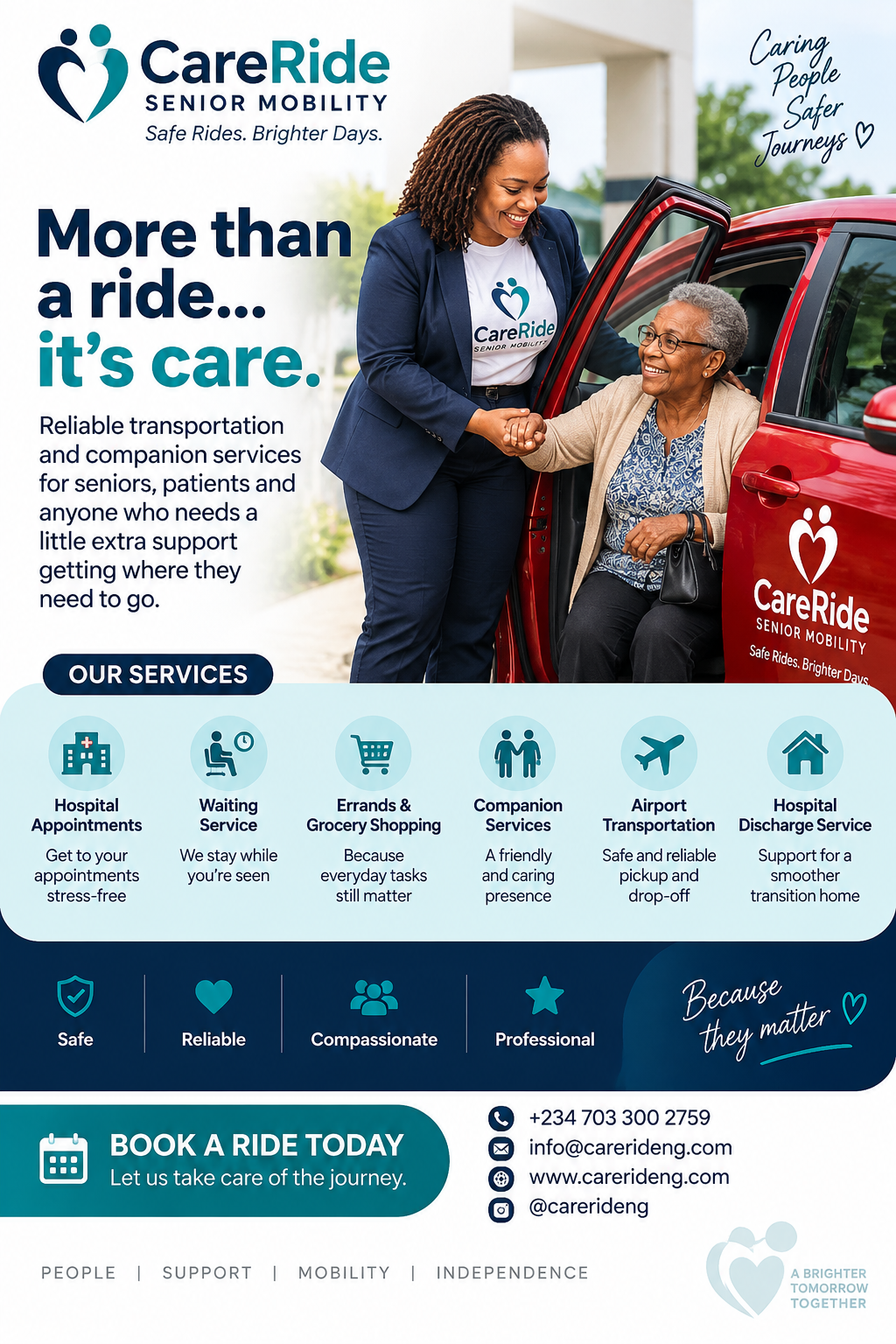 More than a ride… it’s care. ❤️🚗

Getting to a hospital appointment, running an important errand, o...