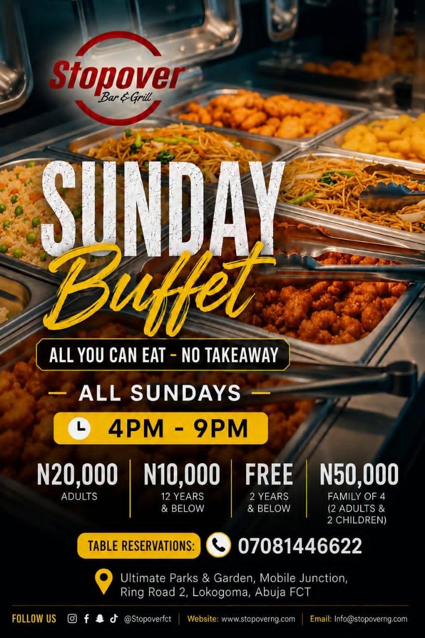 *SUNDAY BUFFET @STOPOVER TODAY!!!*
Indulge in a *"Grand Sunday Buffet"* Featuring a mix of Local &...