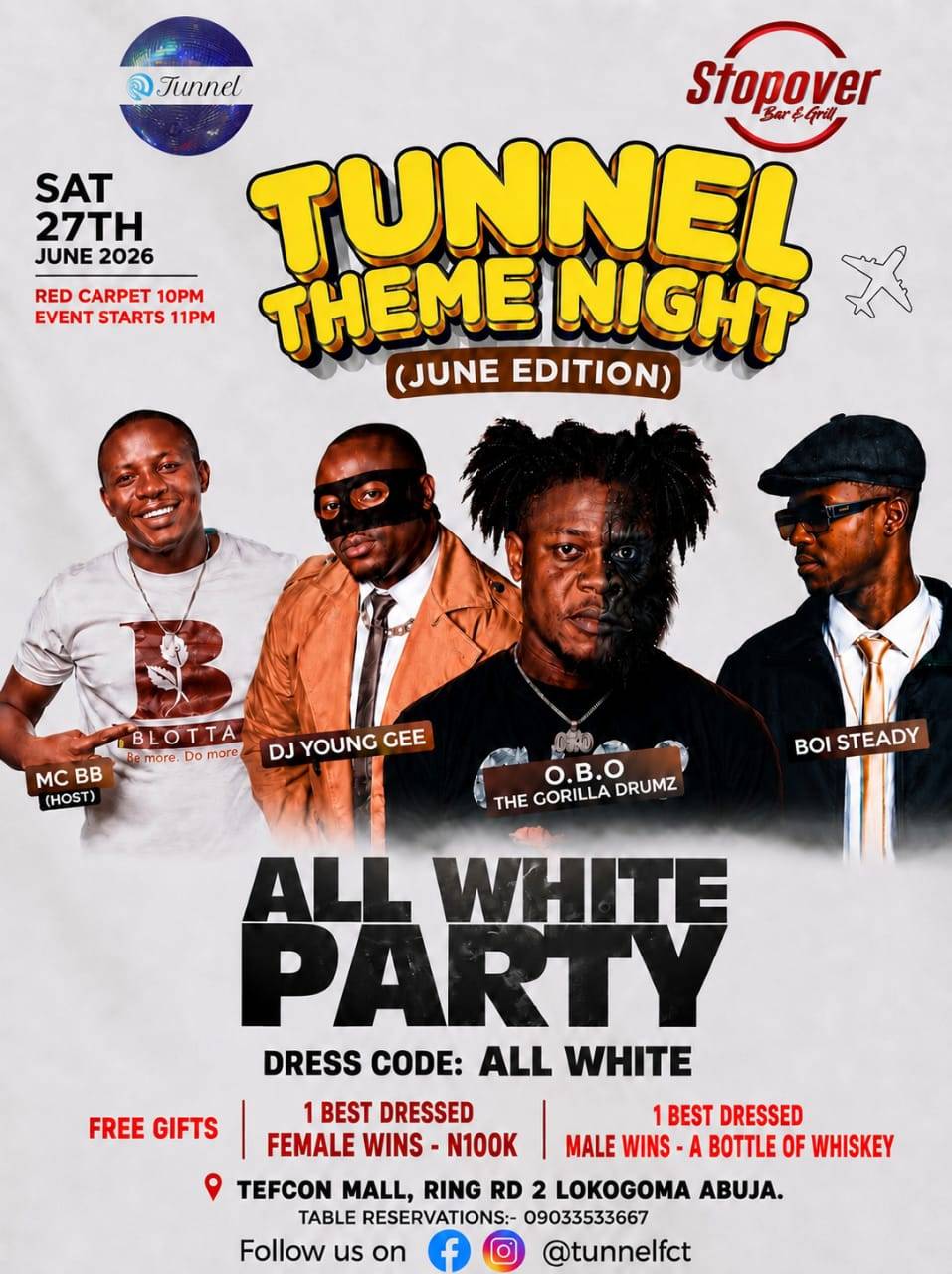 *GOING DOWN TONIGHT!!! - SAT 27 JUNE 2026*
*DRESS CODE:- ALL WHITE*
- *Best Dressed Female - N1...