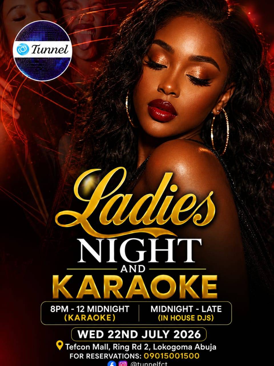 *TUNNEL LADIES NIGHT TONIGHT !*
๐ค ๐๐ฝ๐น *FREE MOCKTAILS - FIRST 20 LADIES* (TILL 11 PM)
*๐ค Kar...