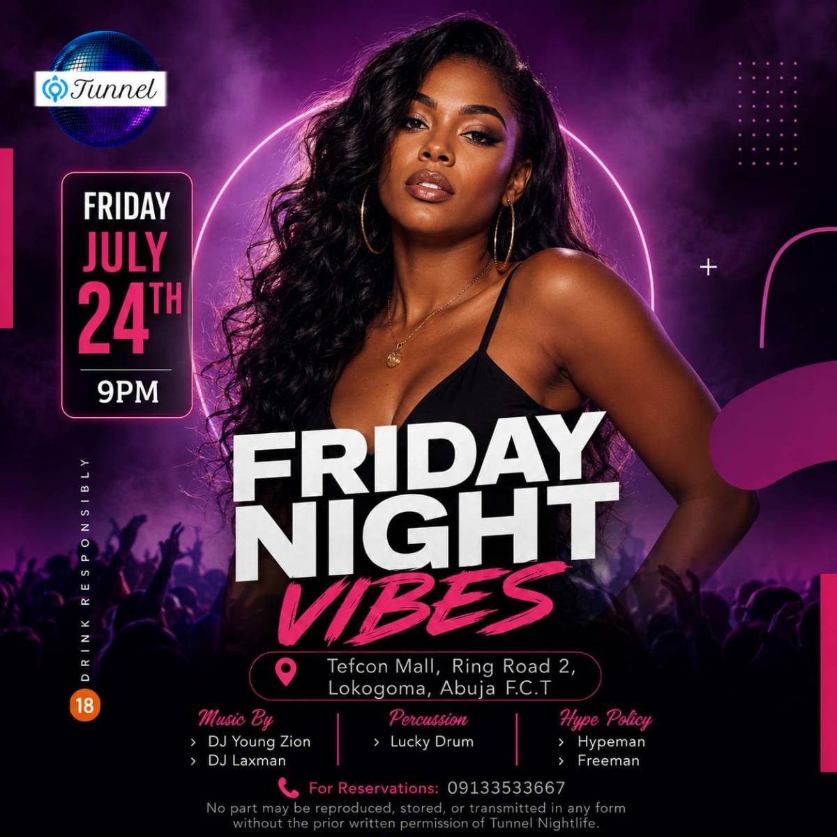*FRIDAY NIGHT @TUNNEL FCT*
We Party Hard As Always !!!ππ½π₯
*Great Music β’ Amazing Vibes β’ Unfo...