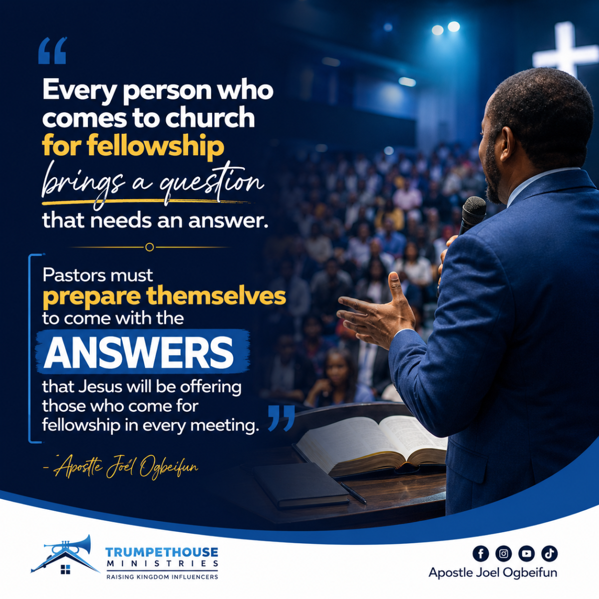 Every person who comes to church for fellowship brings a question that needs an answer.
Pastors mu...