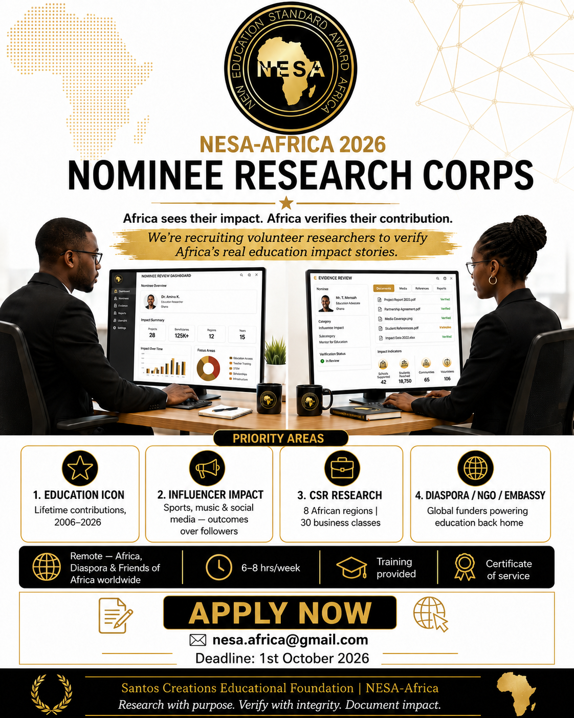 Volunteer Opportunity: Join the NESA-Africa 2026 Nominee Research Corps
NESA-Africa is recruiting v...