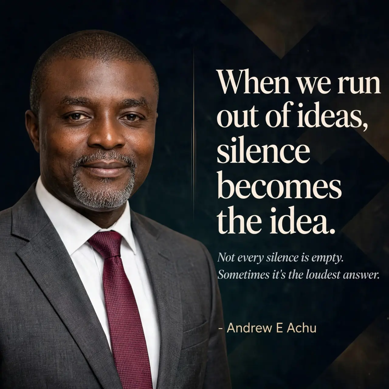 When we run out of ideas, silence becomes the idea.
Not every silence is empty. Sometimes it's the...