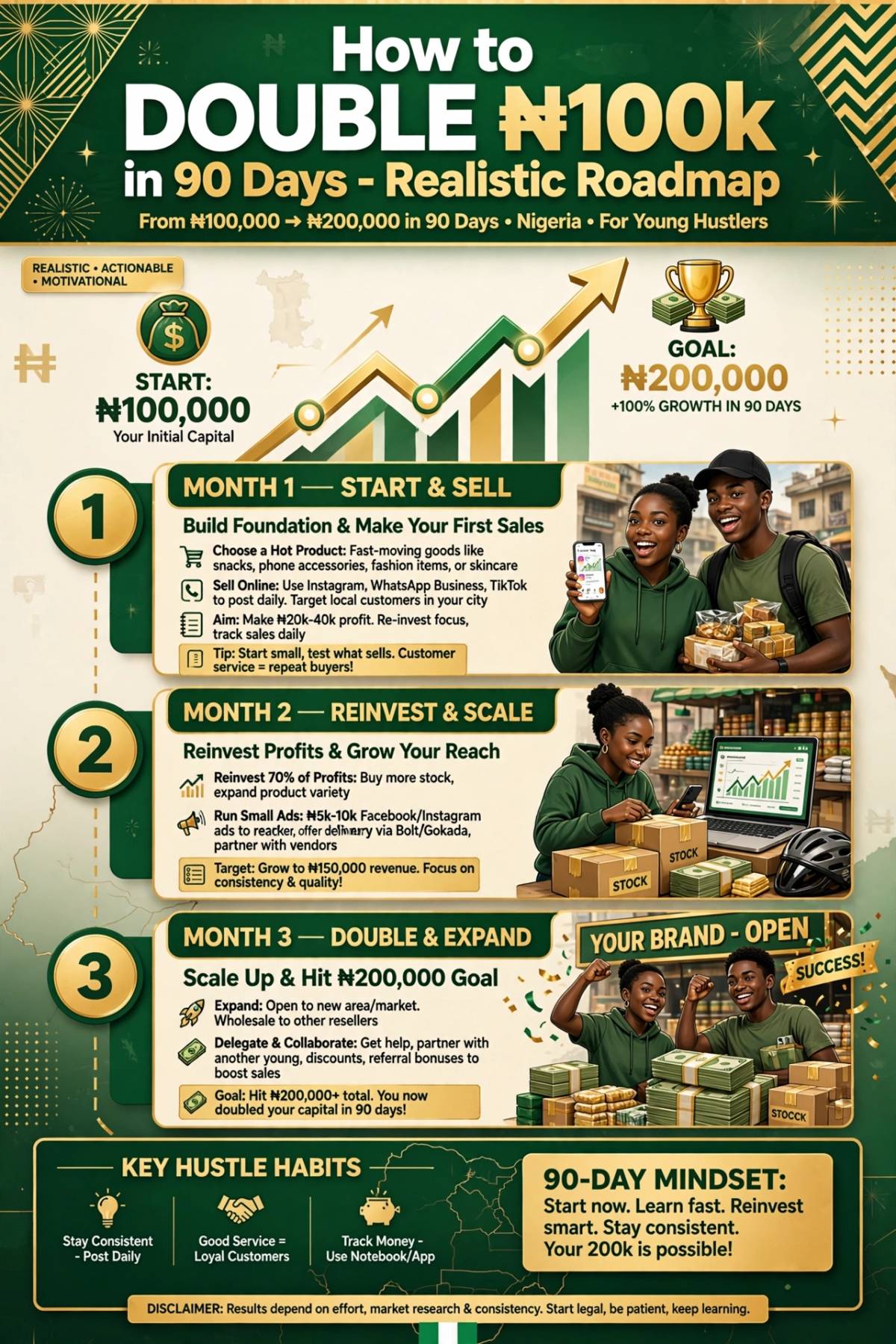 EDUCATIONAL PURPOSES ONLY 🙏 💯 ❤️ 🤝 

How to DOUBLE ₦100k to ₦200k in 90 Days — Realistic Roadmap...