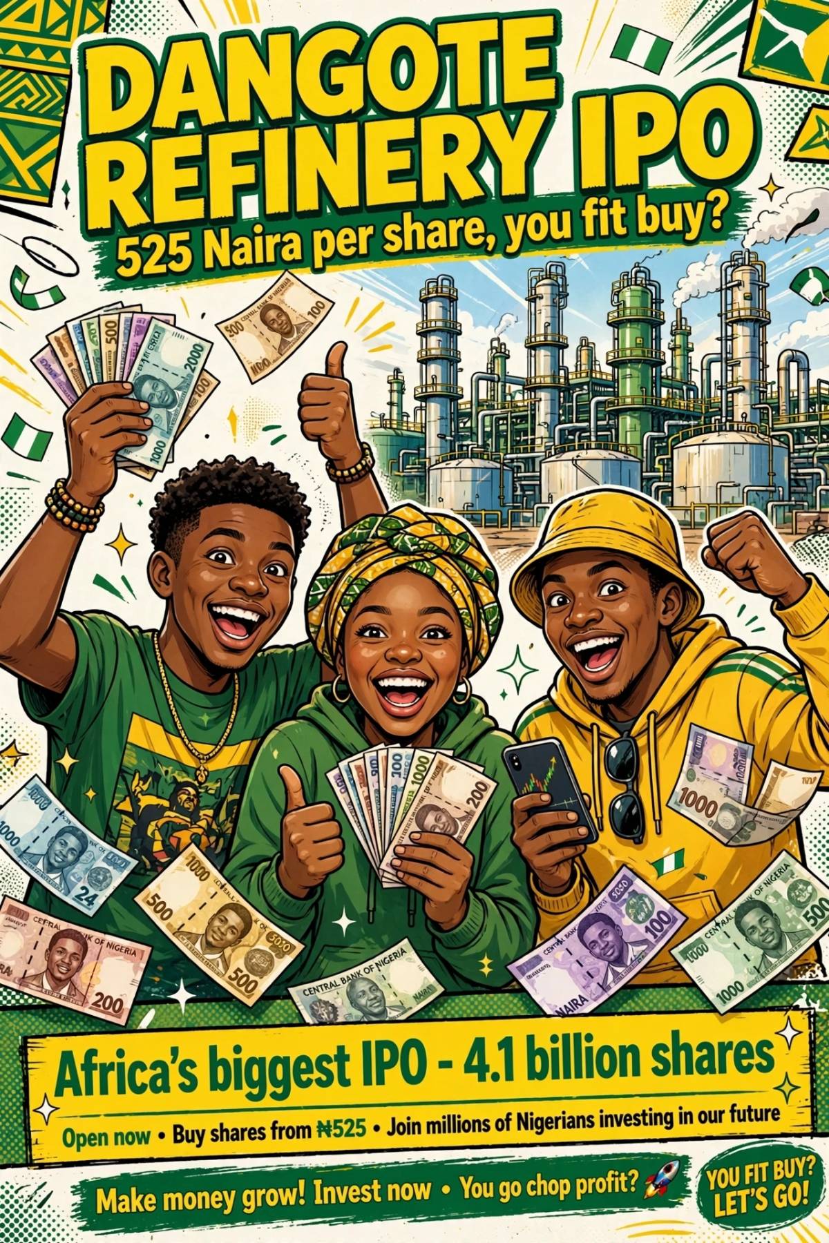 DANGOTE REFINERY IPO don land o! ๐ณ๐ฌ๐ฐ
525 Naira per share - YOU FIT BUY? ๐
Africa's biggest IPO e...