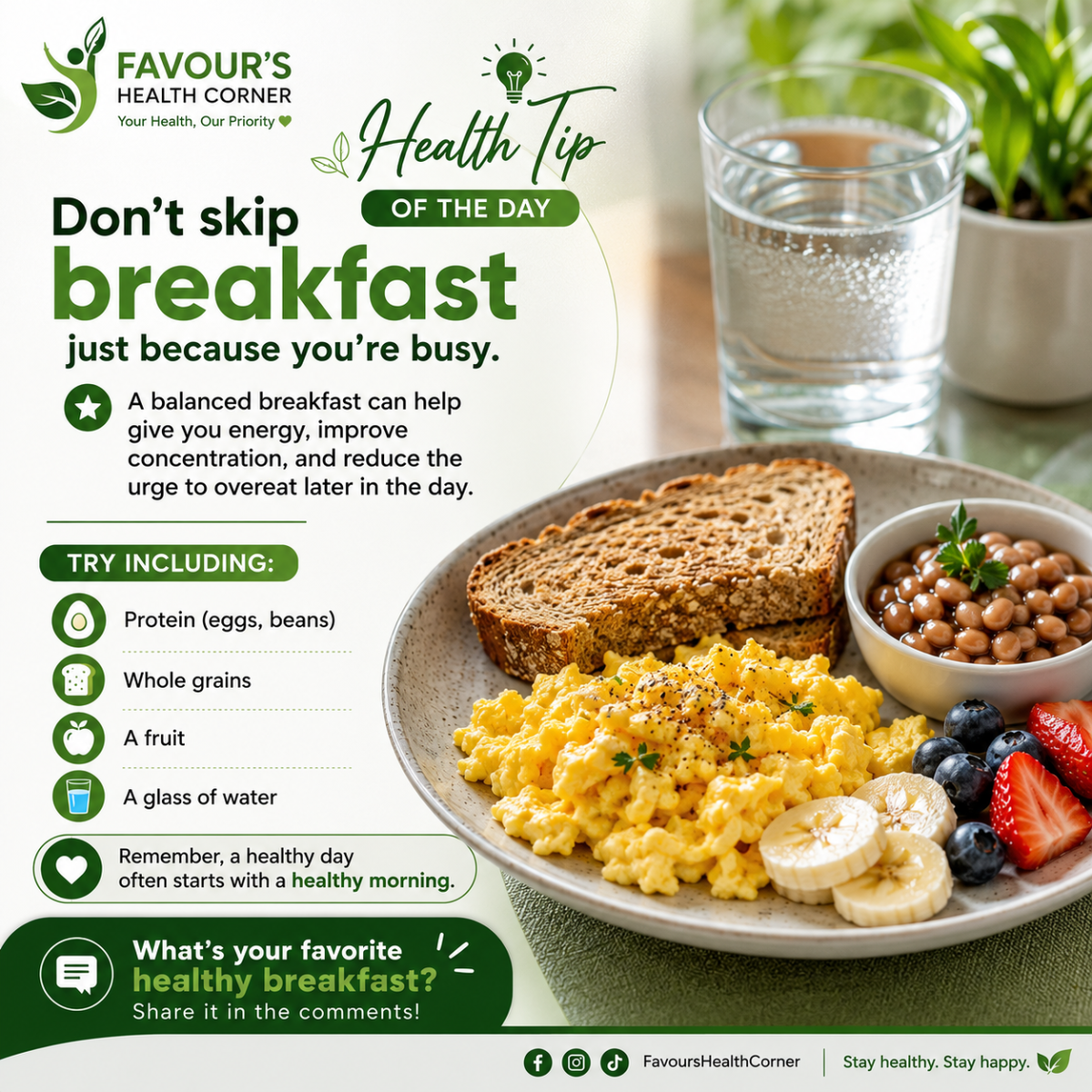 Health Tip of the Day
Don't skip breakfast just because you're busy.
A balanced breakfast can help g...