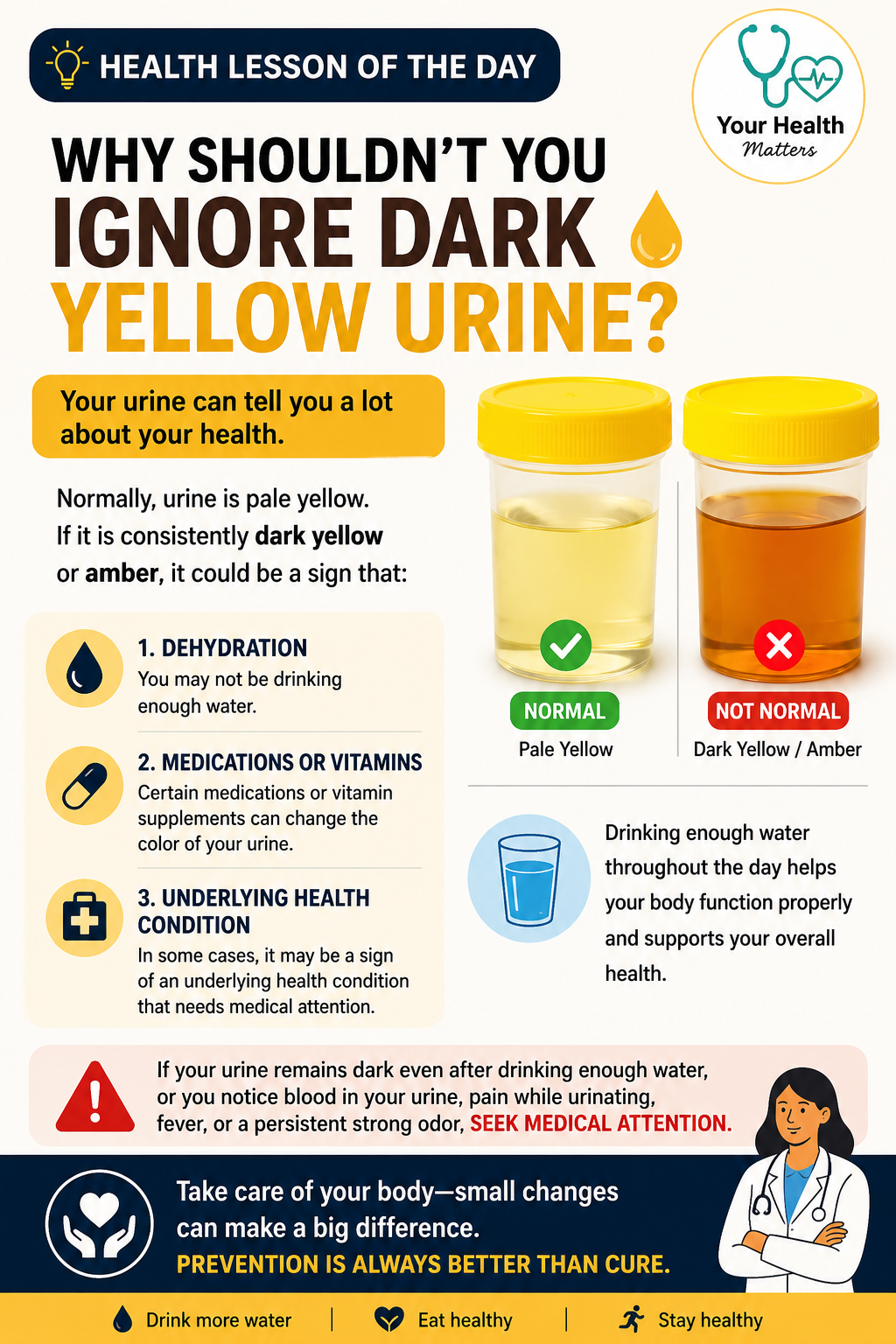 Health Lesson
Why Shouldn't You Ignore Dark Yellow Urine? 💧
Your urine can tell you a lot about yo...