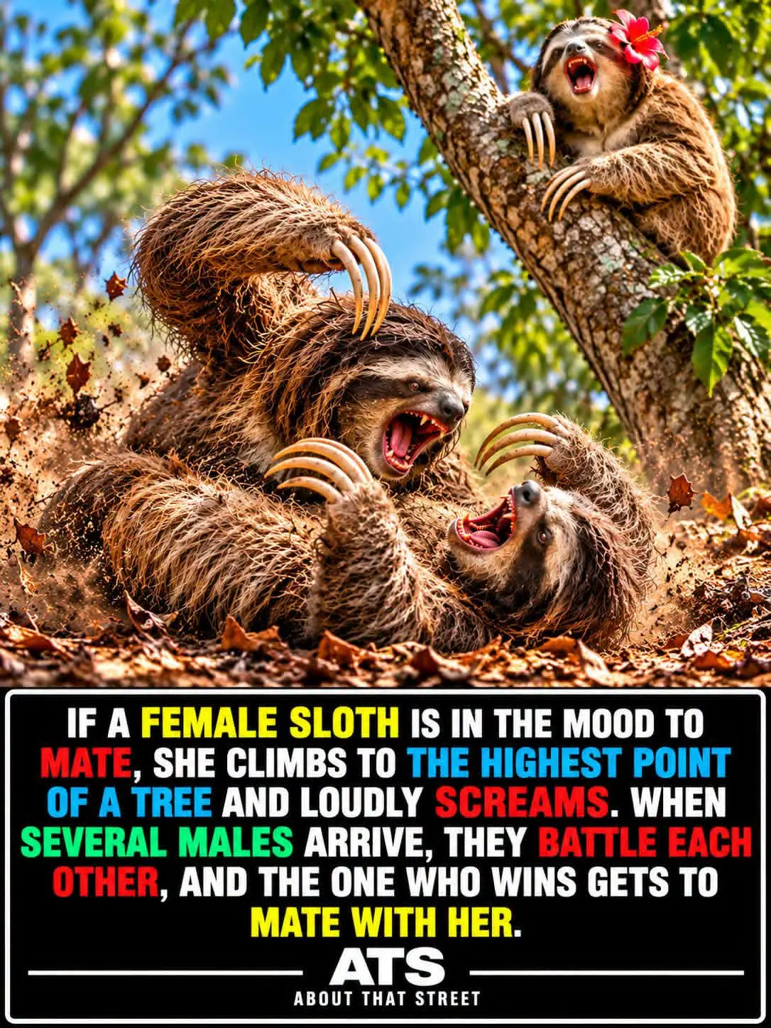 🦥 A female sloth has a surprisingly loud way of announcing that she's ready to find a mate. Instead...