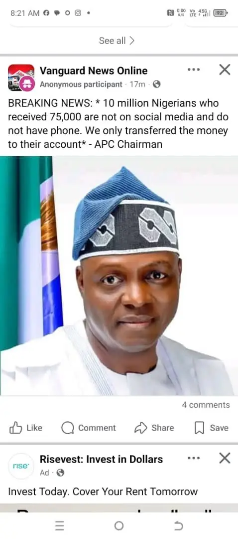 So, Tinubu and the APC want Nigerians to believe they transferred a whopping 750,000,000,000 to Nige...
