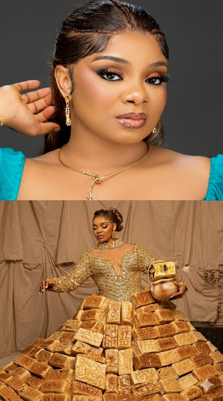 Former Queen Mercy Atang has drawn global attention after her bread-inspired outfit at the 2026 Afri...