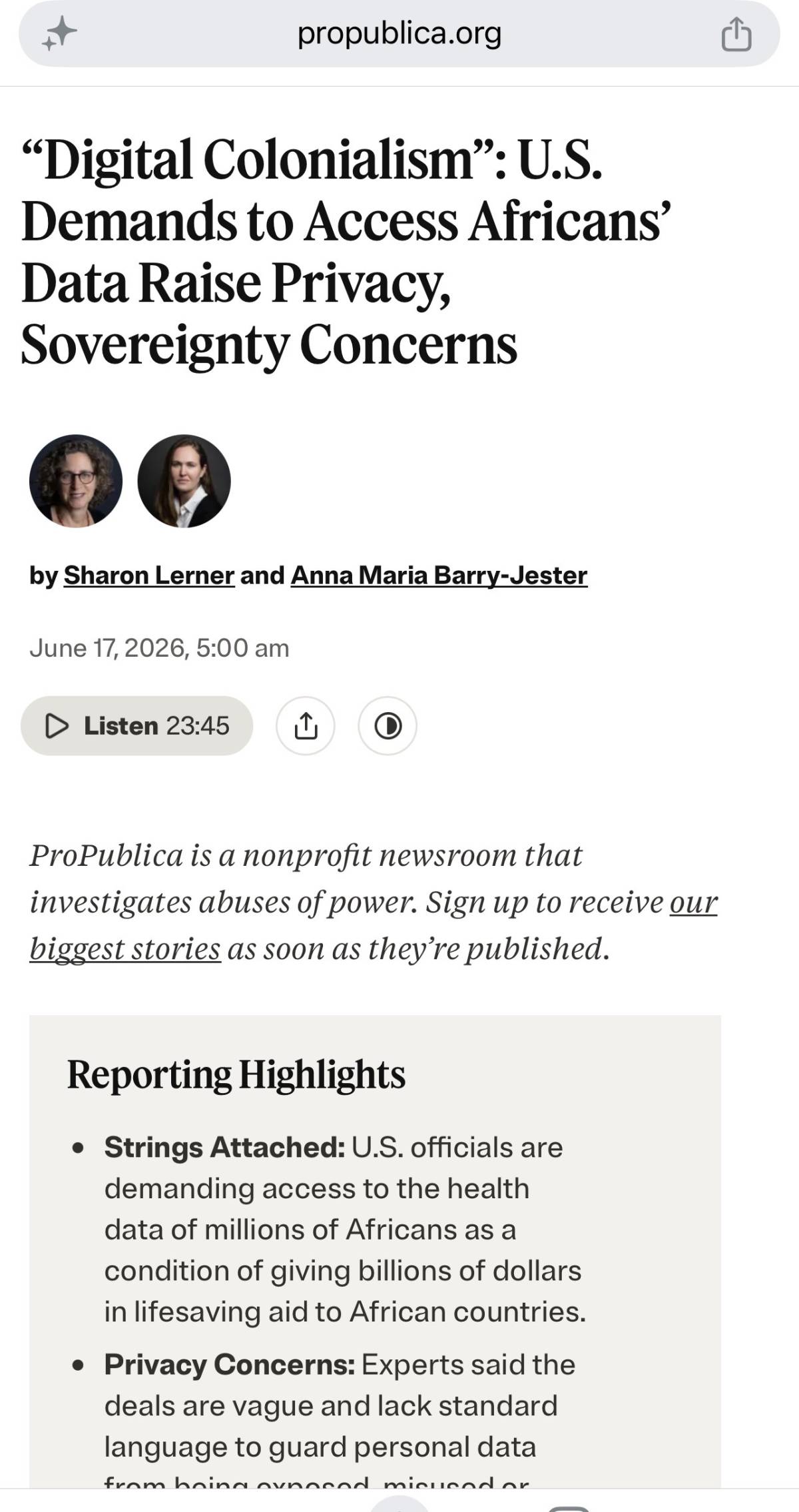 Proud to have been interviewed for this ProPublica report by Sharon Lerner.
ProPublica is a U.S.-ba...