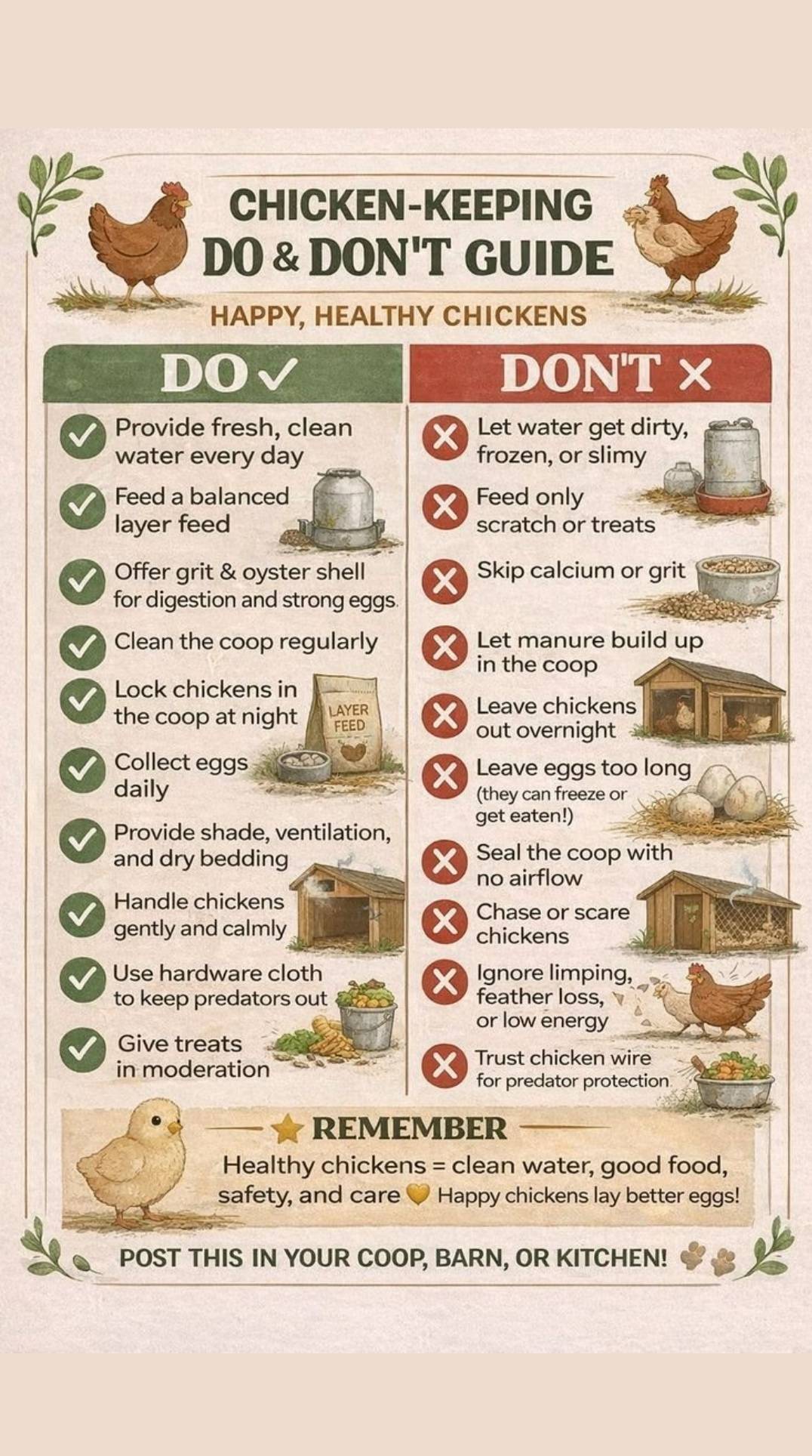 Quick Do's and Dont's for the poultry enthusiast π.