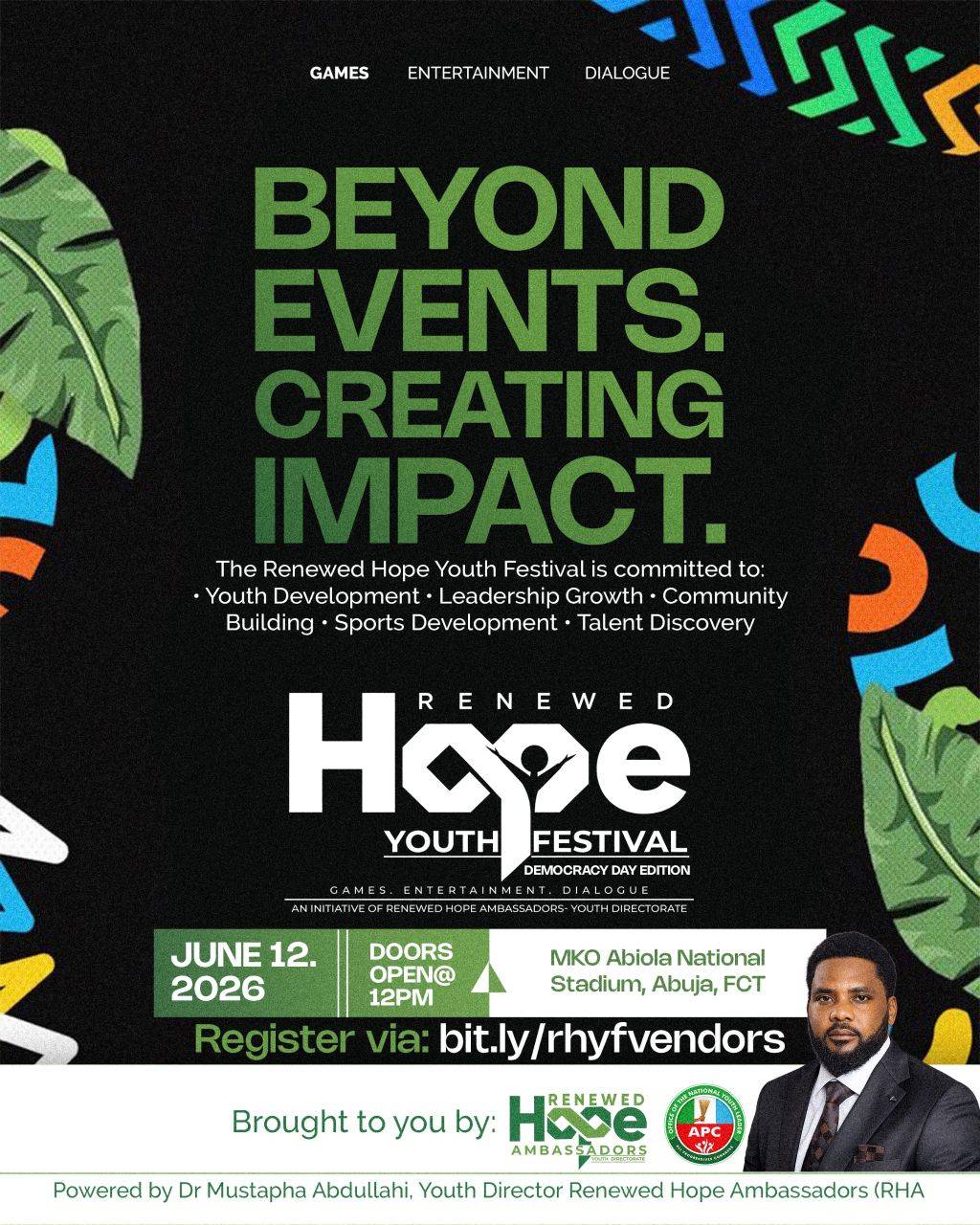 BEYOND EVENTS® | Creating Impact
📍 MKO Abiola National Stadium, Abuja
📅 June 12
🎟️ Free Entry
🔗...