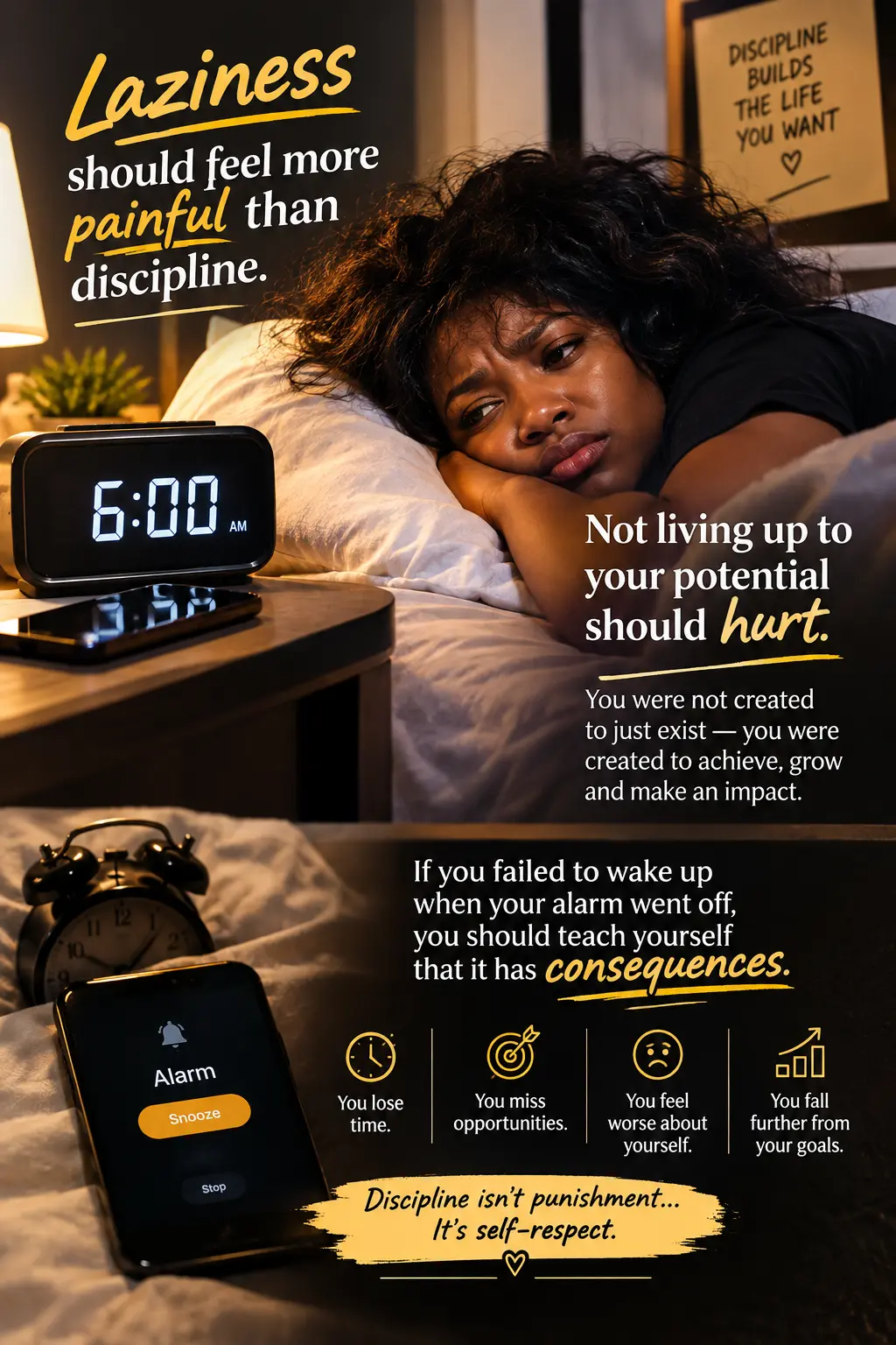 Laziness should feel more painful than discipline.
Not living up to your potential should hurt. If...
