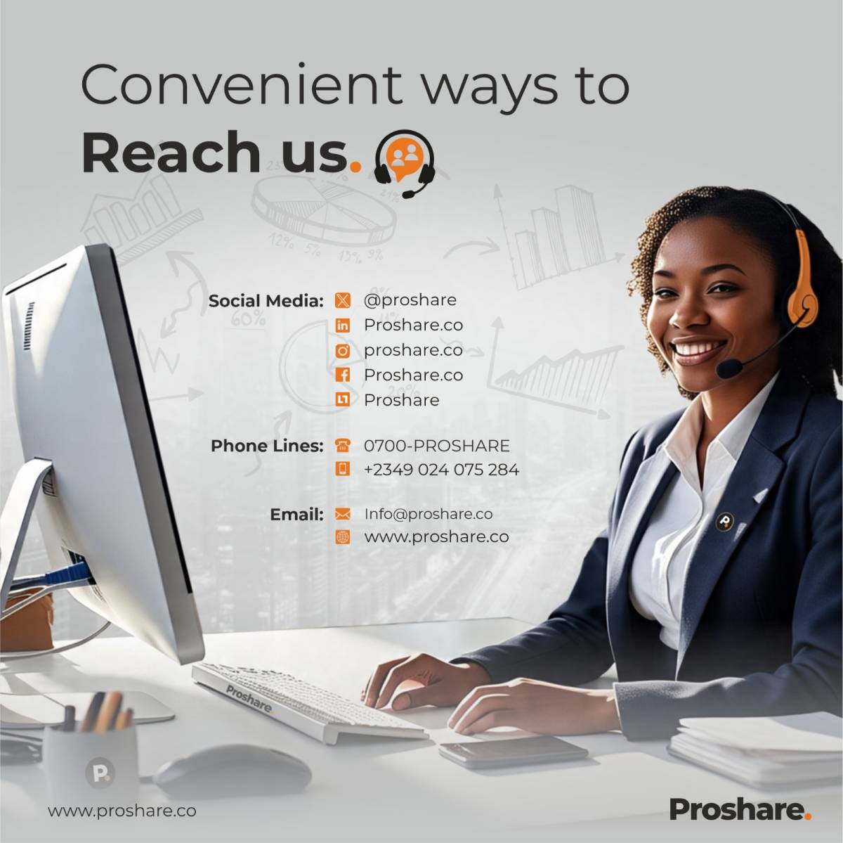 Need to reach Proshare? We are always available to connect with you.
Follow us across our social me...