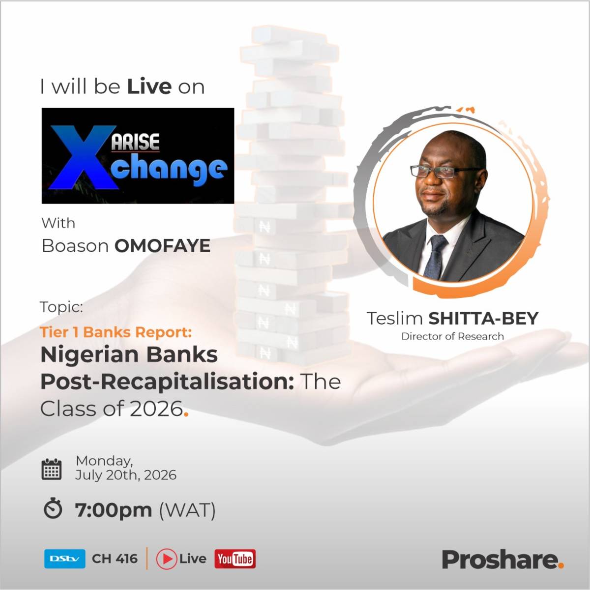 LIVE TONIGHT: Proshare’s Tier 1 Banks Report in Focus
Join Proshare’s Director of Research, Teslim...