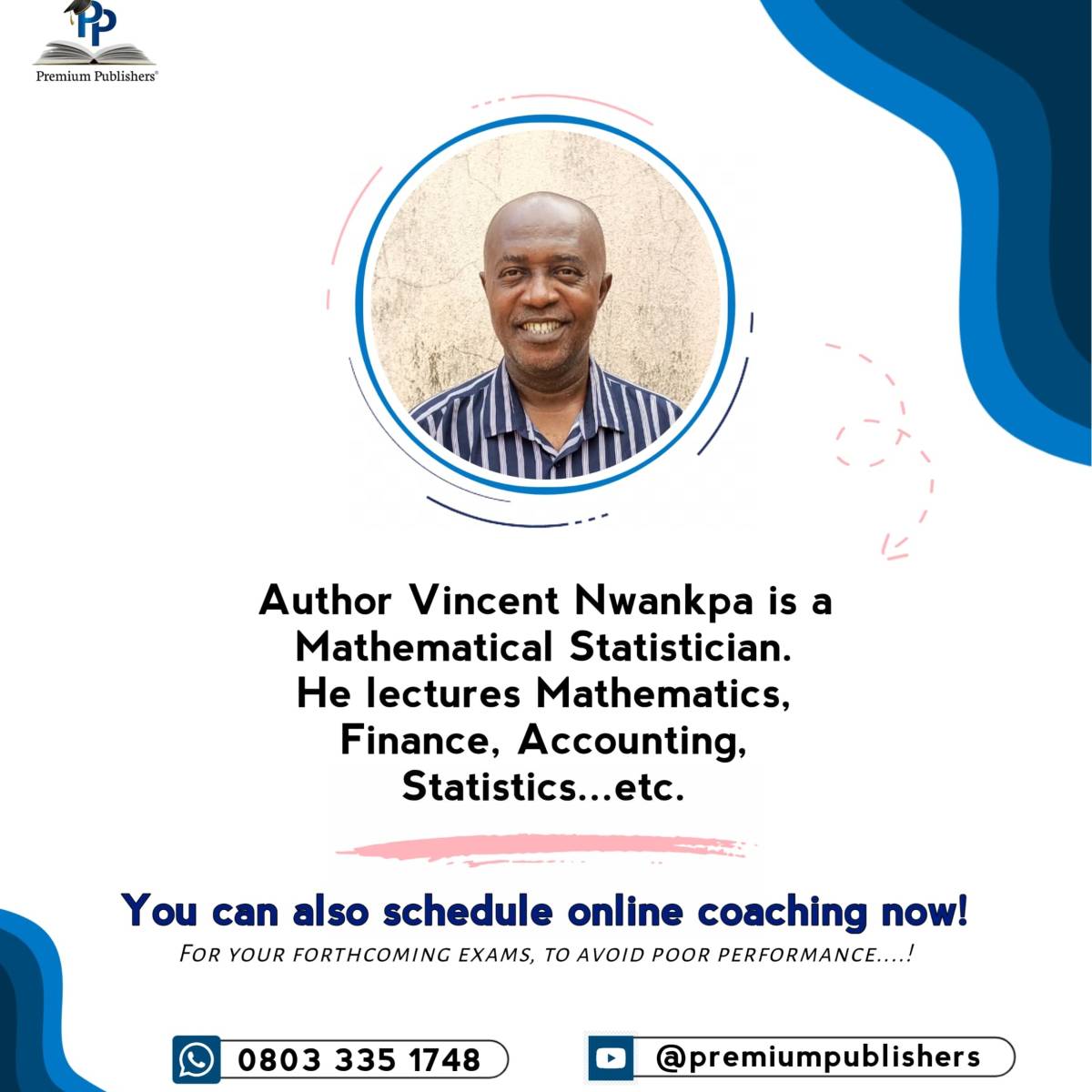 Start personalized online coaching with the Author of Mathematics, Accounting and Finance textbooks...