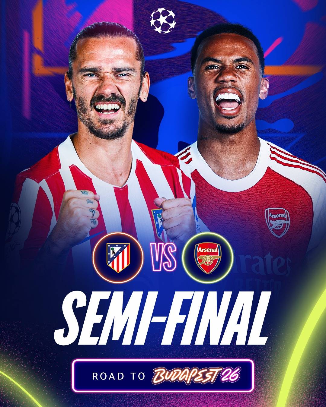 #AtleticoMadrid🇪🇸 will face #Arsenal🇬🇧 today in #ChampionsLeague semi-finals first leg ⚽🔥
Both te...