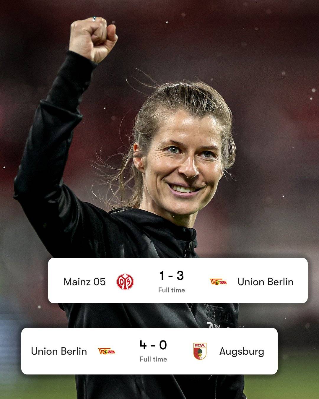 Marie-Louise Eta received a warm farewell from the Union Berlin supporters on her final game in char...