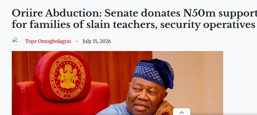 Your Excellency President Tinubu, Senate President Akpabio, and Vice President Shettima, opposition...