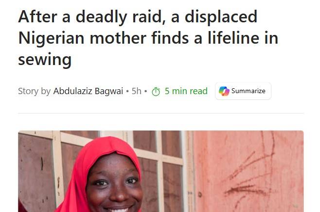 Jibia, Katsina State, Nigeria – Safiya Musa’s sewing machine has given her something violence had ta...