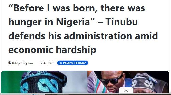 Respectfully President Bola Ahmed Tinubu has defended his administration’s performance, saying his...