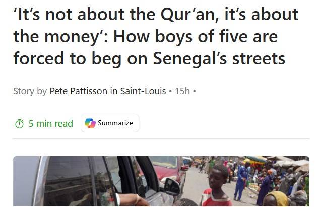 Talibés beg in Saint-Louis’s main market. The boys can spend up to 10 hours a day on the streets in...
