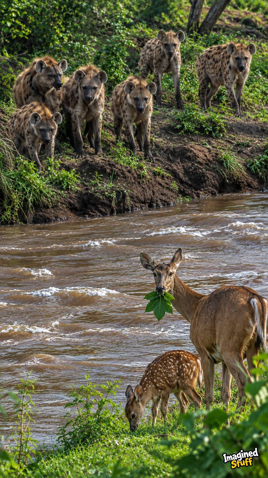 THE RIVER STOOD BETWEEN THEM… FOR NOW.
#Wildlife #AnimalBehavior