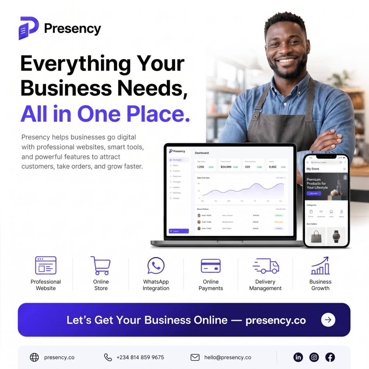 Join Presency today to take your business to the next level....
Visit Presency.co to get started
