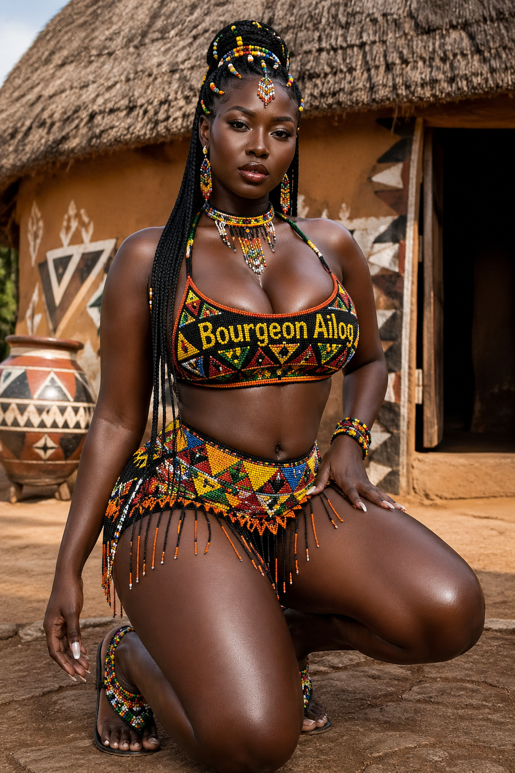 Queen of the kraal ๐ฅ Serving unapologetic African royalty in full beaded glory. Bourgeon Ailog neve...