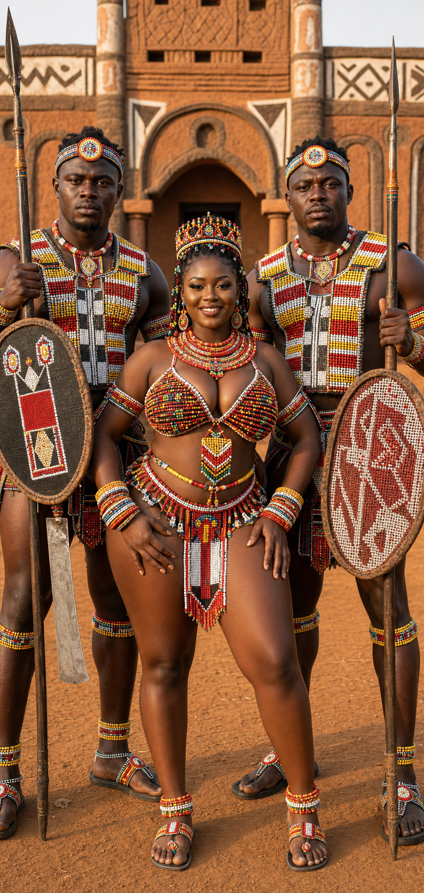Queen in the middle, warriors on guard.
Grace wrapped in beads, power in every step. ๐๐ฅ#BourgeonAi...
