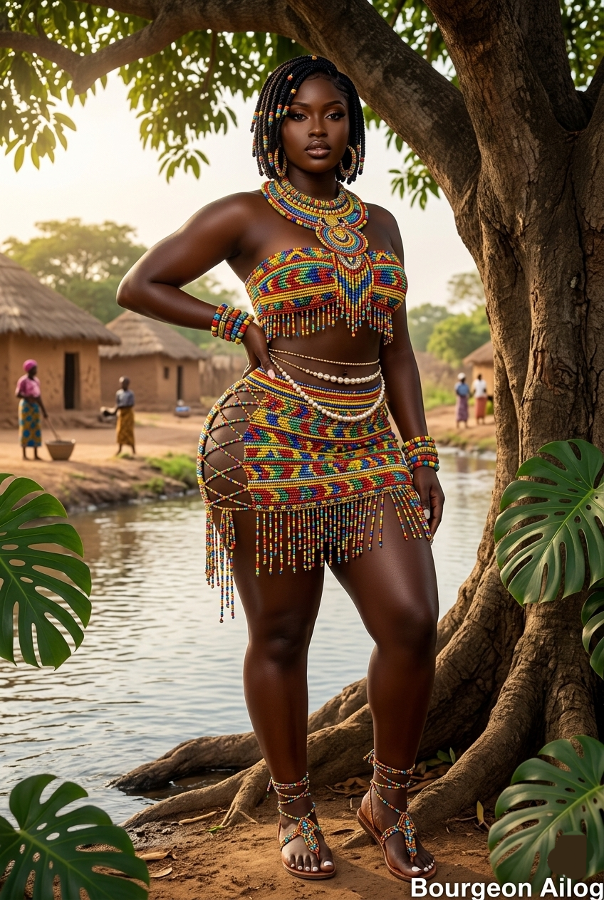๐โจ Beaded in heritage, glowing with power โ the true essence of African royalty by the river. ๐๐ซ...