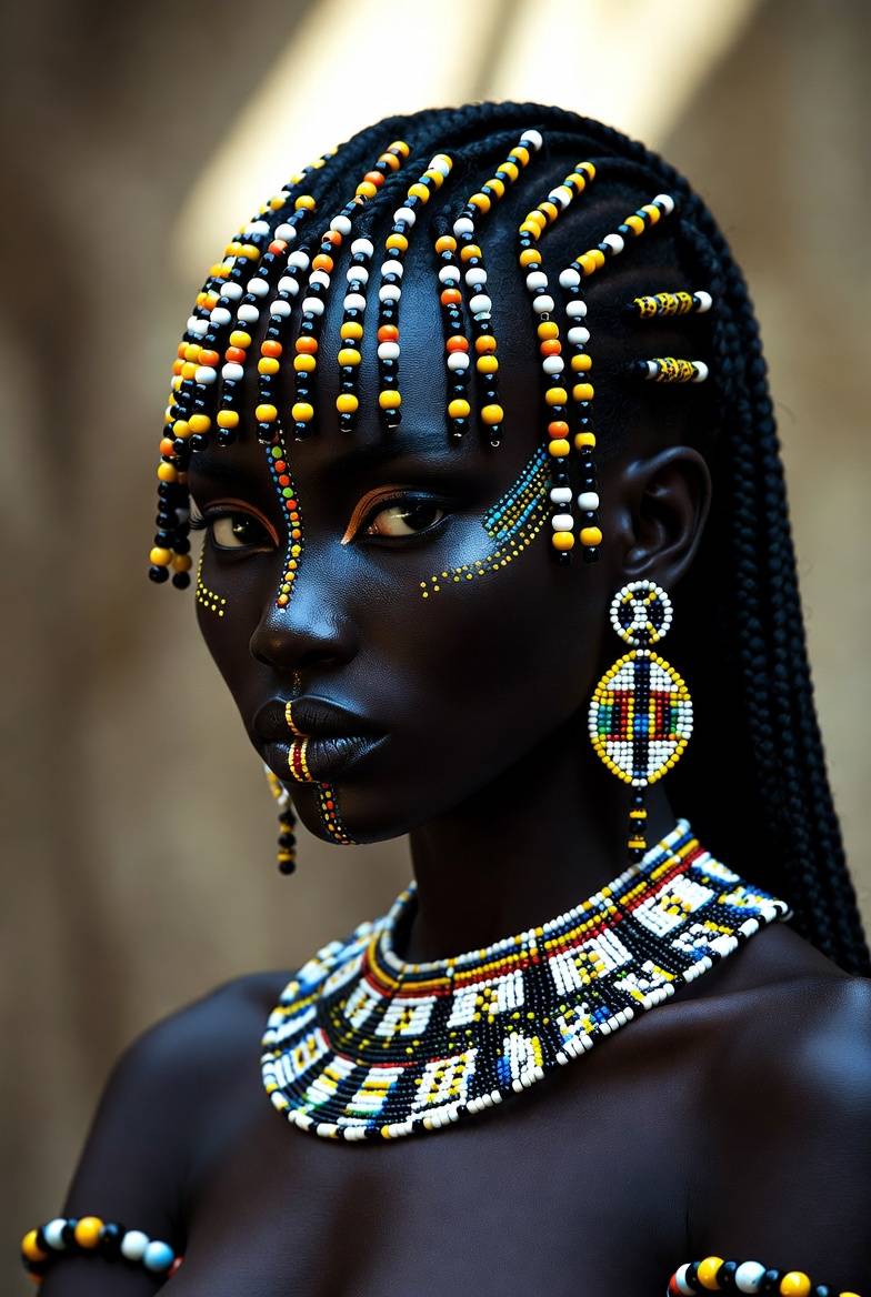 Braids dripping with heritage, skin glowing like midnight gold. ✨ Unapologetically African. Unforge...
