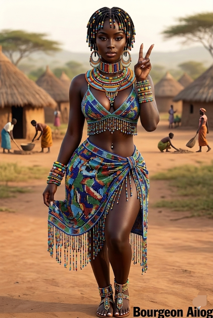 โจ Beaded royalty dropping peace in the village! โ๐พ
Queen of the beads, slaying the savanna one fri...